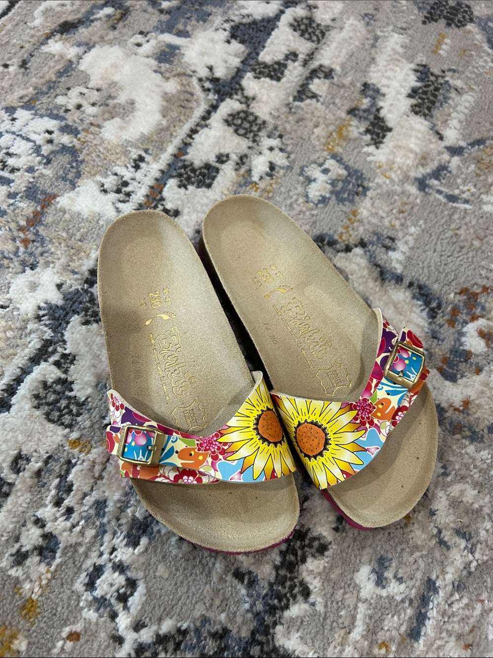 Sunflower Floral Single-Band Slide Sandals - Multicolor